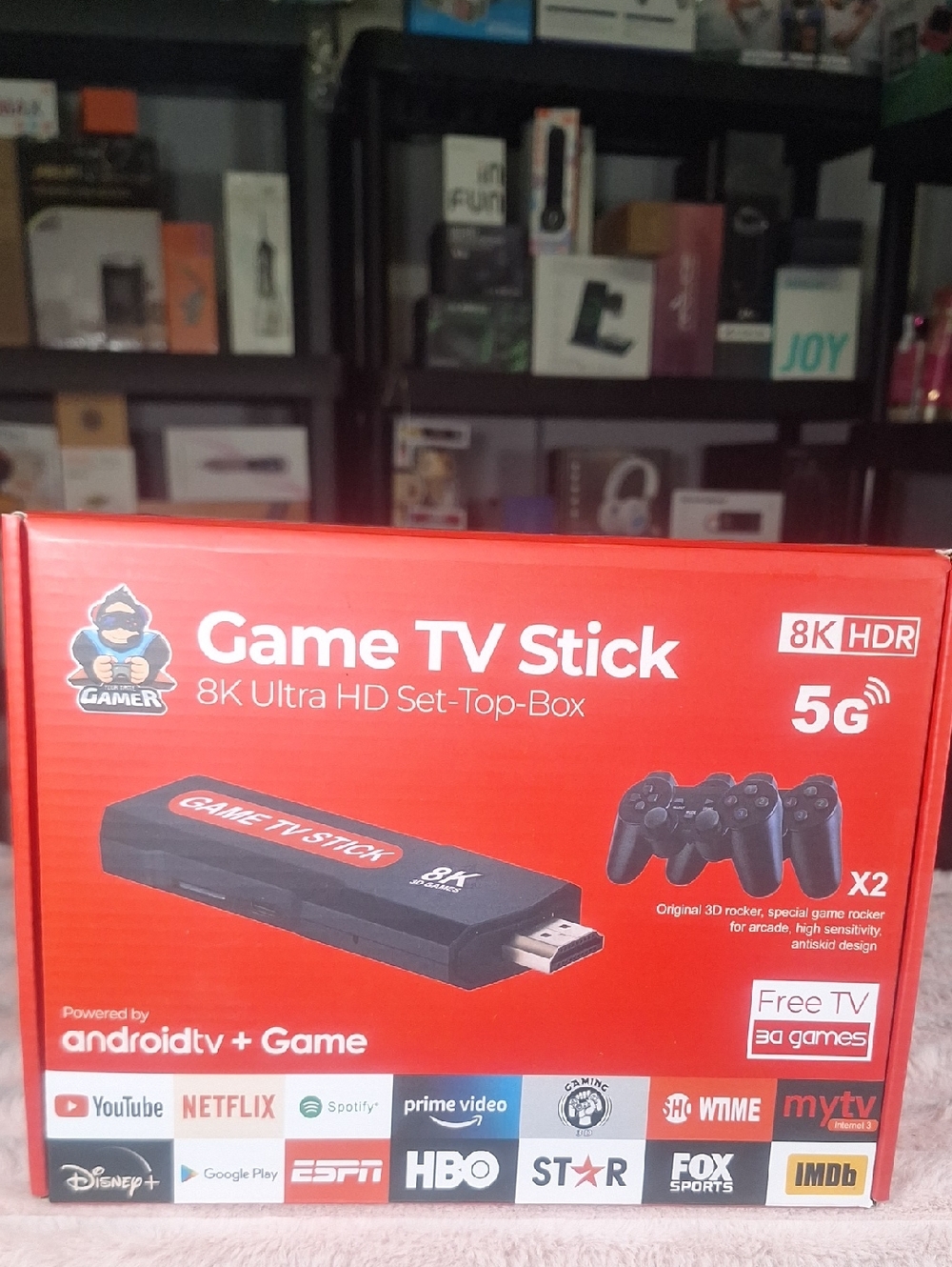Game TV Stick 8K Ultra HD Set-Top Box - Red 900+ Retro Games